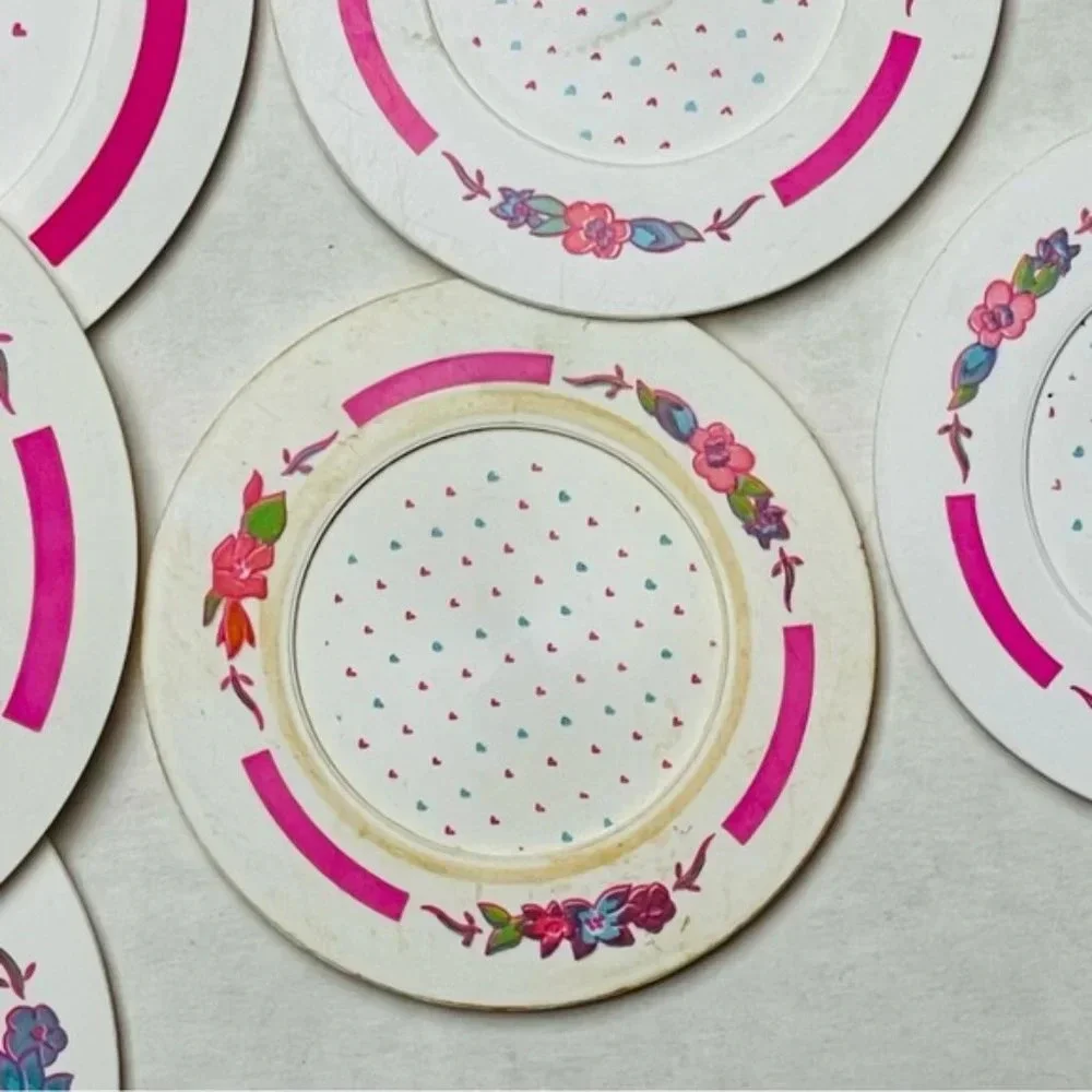 Chilton Globe Plates Pink Floral Playsets Vintage 17‎ Pieces Kitchen Dinner Play